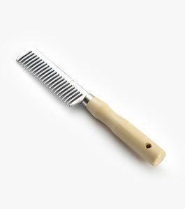 PE - Aluminium Mane Comb with Wooden Handle Silver